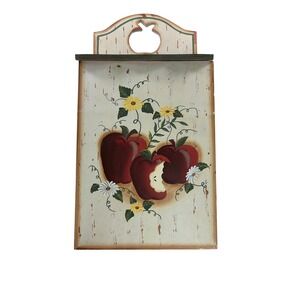 Vintage Country Apple Wooden Plastic Bag Holder Grocery Bag Dispenser Farmhouse